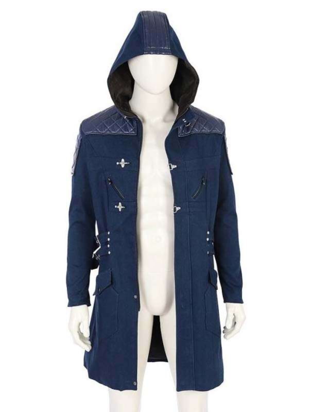 Devil May Cry 5 Blue Nero Coat with Hood - USA Leather Factory