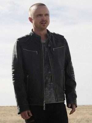 Alternative view of Aaron Paul Breaking Bad Black Leather Jacket