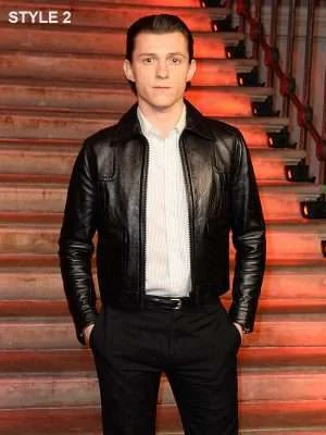 Alternative view of Tom Holland Uncharted Nathan Drake Leather Jacket