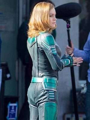 Alternative view of Captain Marvel Brie Larsons Green Jacket