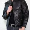 Mens Black Green Archer Leather Jacket