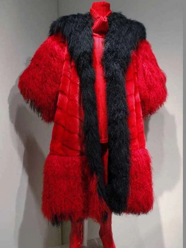 Cruella Deville 101 Dalmatians Red And Black Fur Coat