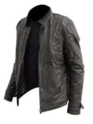 Men's Transformers Decepticon Shield Black Armor Leather Jacket