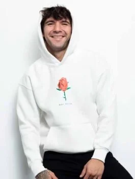 New Fashion White Hoodie With Rose