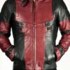 Black and Red Contrast Futuristic Slim Leather Jacket