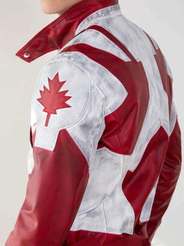 Mens Canuck Canadian Flag Leather Jacket - Image 3