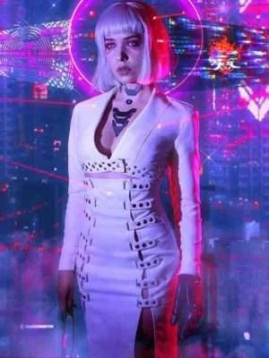 Cyberpunk 2077 Night City Neon Girl Coat