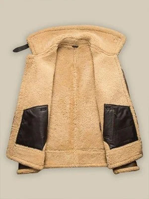 Alternative view of Men Brown Bomber Shearling Jacket