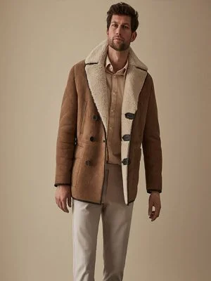 Alternative view of Men Brown Shearling Leather Jacket