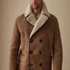 Men Brown Shearling Leather Jacket