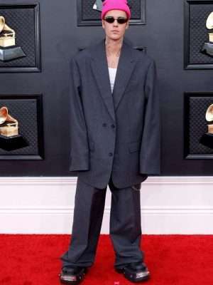 Justin Bieber Oversized Suit Grammys 2022