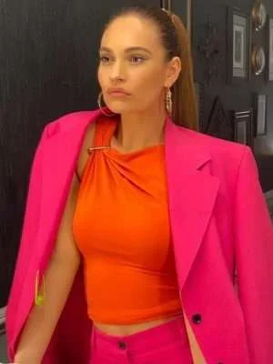 The Late Late Show Lily James Pink Suit