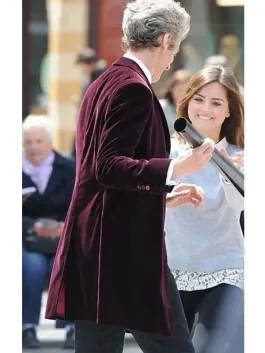 12th Doctor Who Velvet Maroon Coat side pose