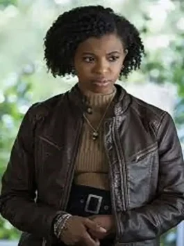 13 Reasons Why S04 Ani Achola Brown Jacket pose