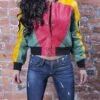 Women 8 Ball Pool Leather Bomber Jacket