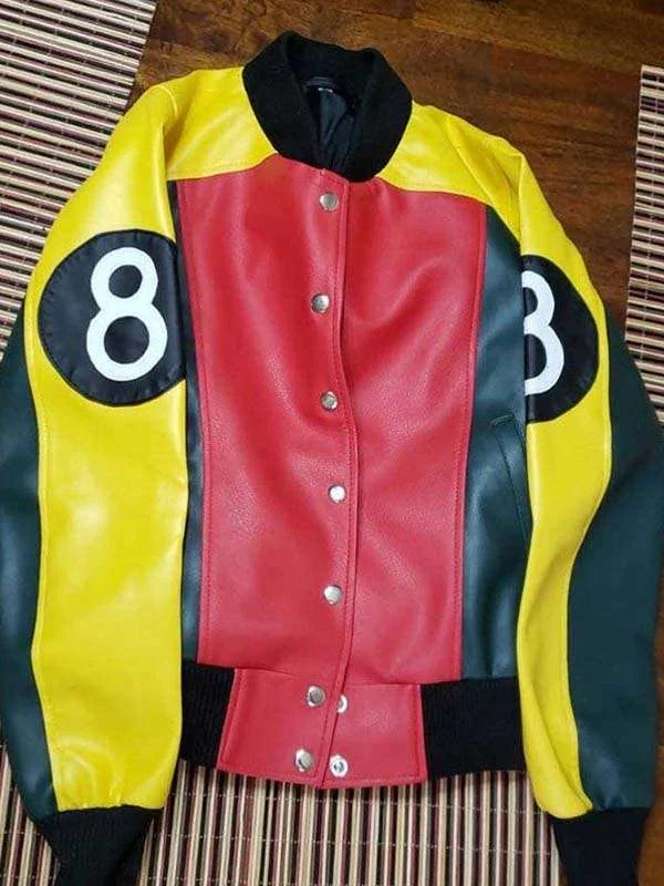 Women 8 Ball Pool Leather Bomber Jacket - Image 3