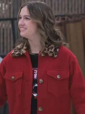 Side Hustle Presley Leopard Collar Red Coat