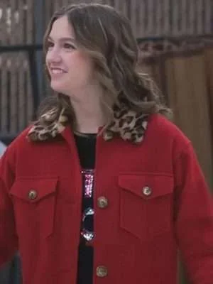 Side Hustle Presley Leopard Collar Red Coat