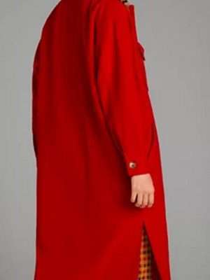 Alternative view of Side Hustle Presley Leopard Collar Red Coat