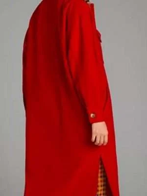 Alternative view of Side Hustle Presley Leopard Collar Red Coat