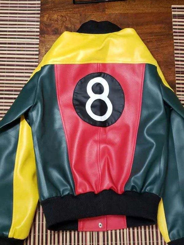 Women 8 Ball Pool Leather Bomber Jacket - Image 2