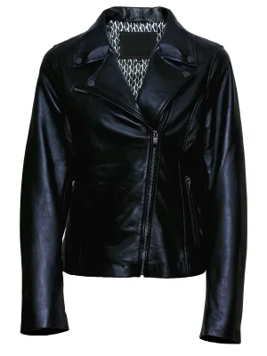 Womens Asymmetrical Black Leather Jacket