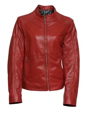 Stylish Women Red Leather Jacket