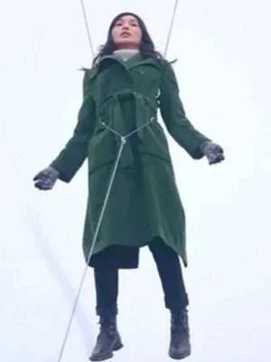 Alternative view of Eternals 2021 Gemma Chan Coat
