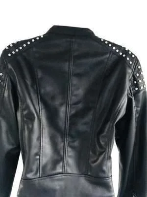 Alternative view of Black Studded Cafe Racer Leather Jacket
