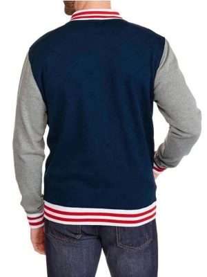 Alternative view of Captain America Blue Varsity Bomber Jacket