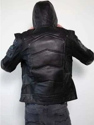 Mens Black Green Archer Leather Jacket
