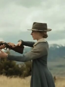 Murder at Yellowstone City Anna Camp Grey Trench Coat