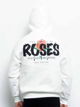 New Fashion White Hoodie With Rose