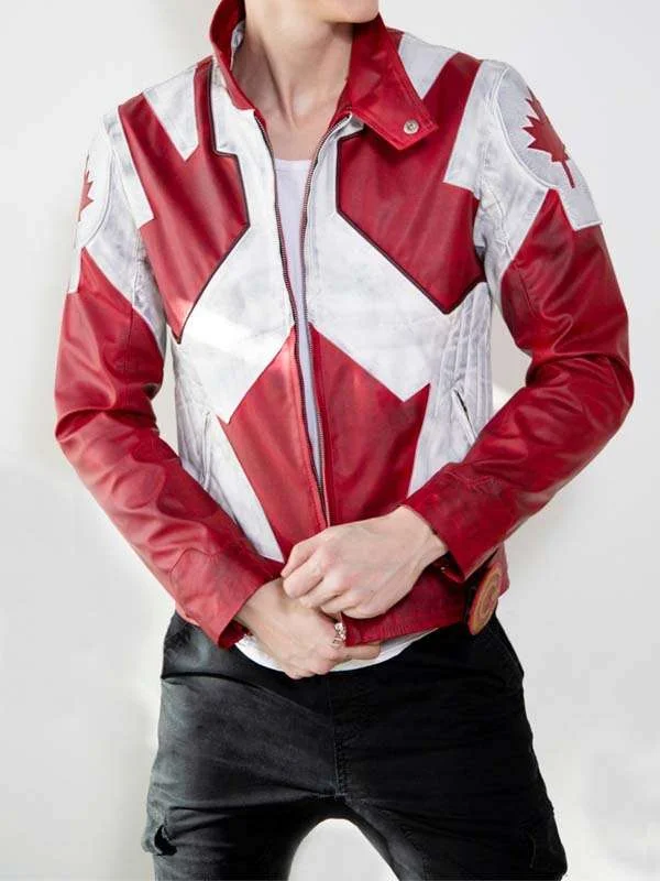 Mens Canuck Canadian Flag Leather Jacket