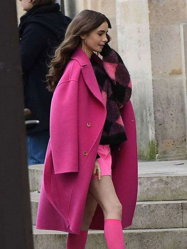 Emily In Paris Emily Cooper Pink Coat - Image 3