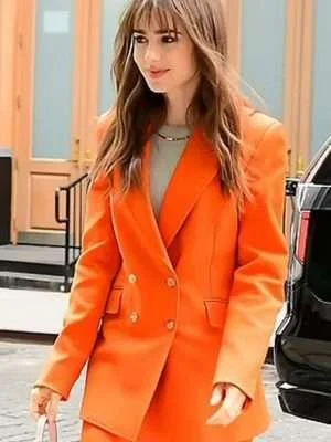 Alternative view of Lily Collins Windfall Orange Suit