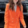 Lily Collins Windfall Orange Suit