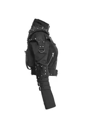 Black Studded Military Cropped Jacket