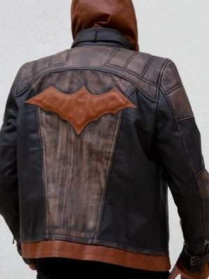 Mens Brown Hood Leather Jacket