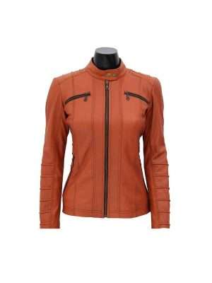 Carpi Tan Hooded Leather Jacket