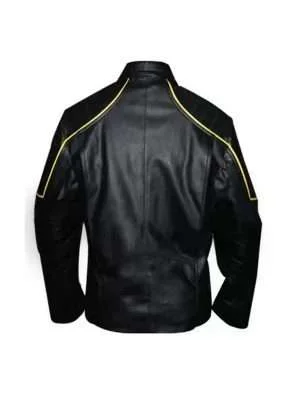 Alternative view of Batman Black & Yellow Leather Jacket