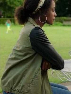 Alternative view of Behind Her Eyes Louise Green And Black Sleeve Jacket