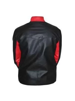 Alternative view of Batman Beyond Bruce Wayne Biker Red Contrast Jacket