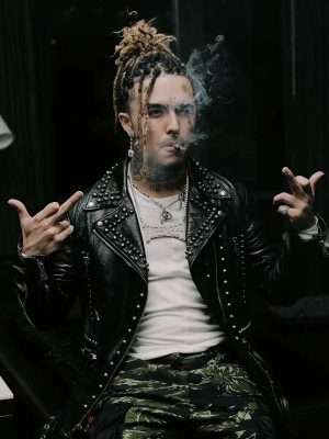 Alternative view of Lil Pump Studded Black Jacket