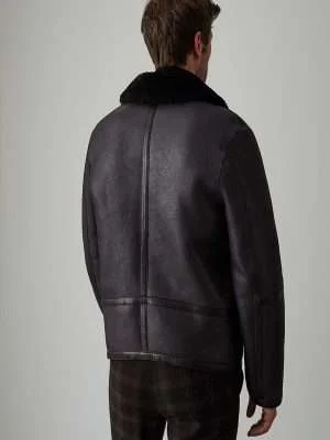 Alternative view of Men Black Aviator Leather Jacket