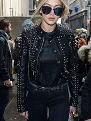 Alternative view of Black Cropped Gigi Hadid Studded Jacket
