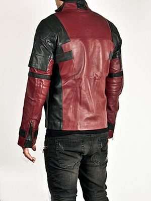 Alternative view of Black and Red Contrast Futuristic Slim Leather Jacket