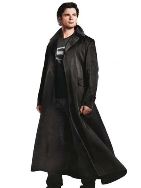 Superman Smallville Clark Kent Black Trench Coat - Image 4