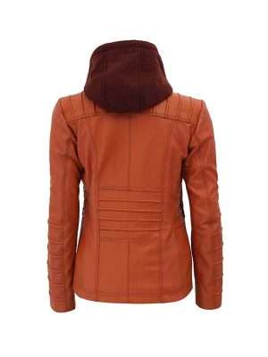 Carpi Tan Hooded Leather Jacket