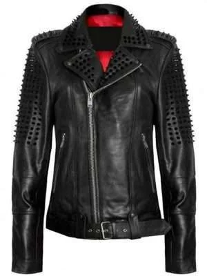 Black Spikes Studded Leather Jacket